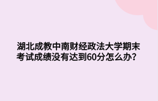 湖北成教中南财经政法大学期末考试成绩没有达到60分怎么办？