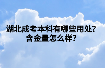 湖北成考本科有哪些用处？含金量怎么样？