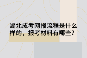 湖北成考网报流程是什么样的，报考材料有哪些？