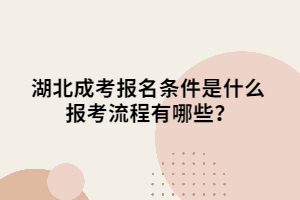 湖北成考报名条件是什么 报考流程有哪些？