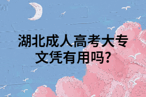 湖北成人高考大专文凭有用吗?