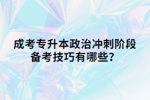 成考专升本政治冲刺阶段备考技巧有哪些？