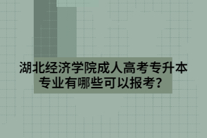 湖北经济学院成人高考专升本专业有哪些可以报考？