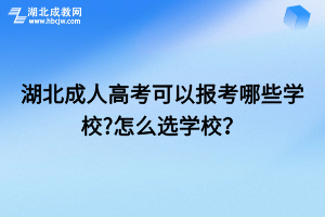 湖北成人高考可以报考哪些学校?怎么选学校？