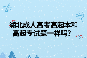 湖北成人高考高起本和高起专试题一样吗？