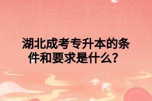 湖北成考专升本的条件和要求是什么？