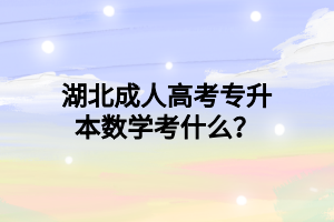 湖北成人高考专升本数学考什么？