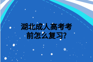 湖北成人高考考前怎么复习?