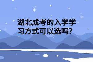 湖北成考的入学学习方式可以选吗？