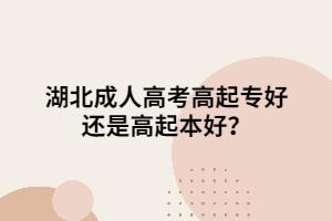 湖北成人高考高起专好还是高起本好？