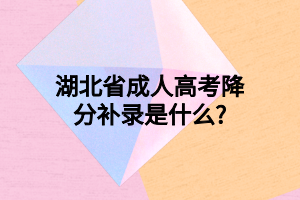 湖北省成人高考降分补录是什么?