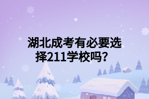 湖北成考有必要选择211学校吗？