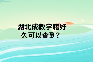 湖北成教学籍好久可以查到？