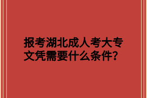 报考湖北成人考大专文凭需要什么条件？