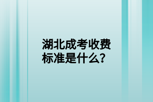 湖北成考收费标准是什么？