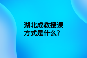 湖北成教授课方式是什么？