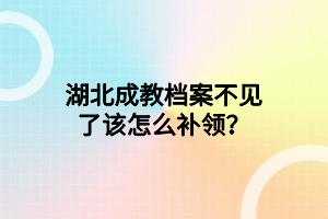 湖北成教档案不见了该怎么补领？