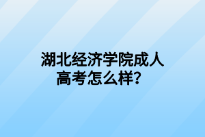 湖北经济学院成人高考怎么样？