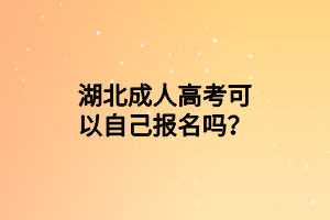 湖北成人高考可以自己报名吗？