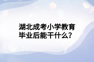 湖北成考小学教育毕业后能干什么？