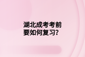 湖北成考考前要如何复习？