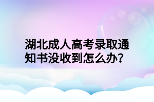 湖北成人高考录取通知书没收到怎么办？