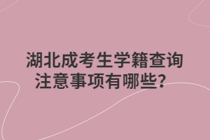 湖北成考生学籍查询注意事项有哪些？